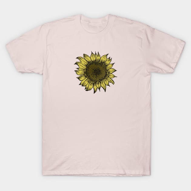 Vintage Hand drawn Sunflower T-Shirt by novabee